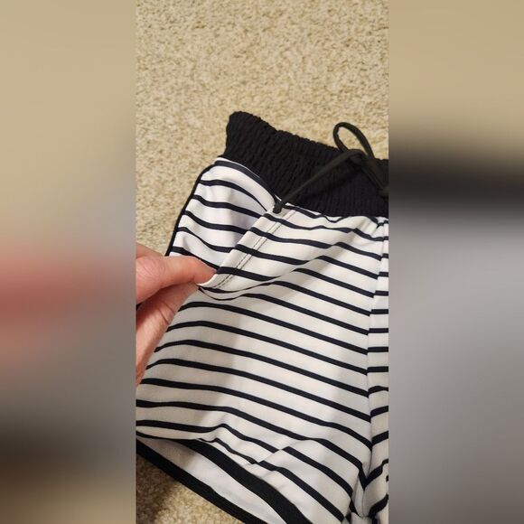 Striped Black and White Women's Shorts - Picture 2 of 8
